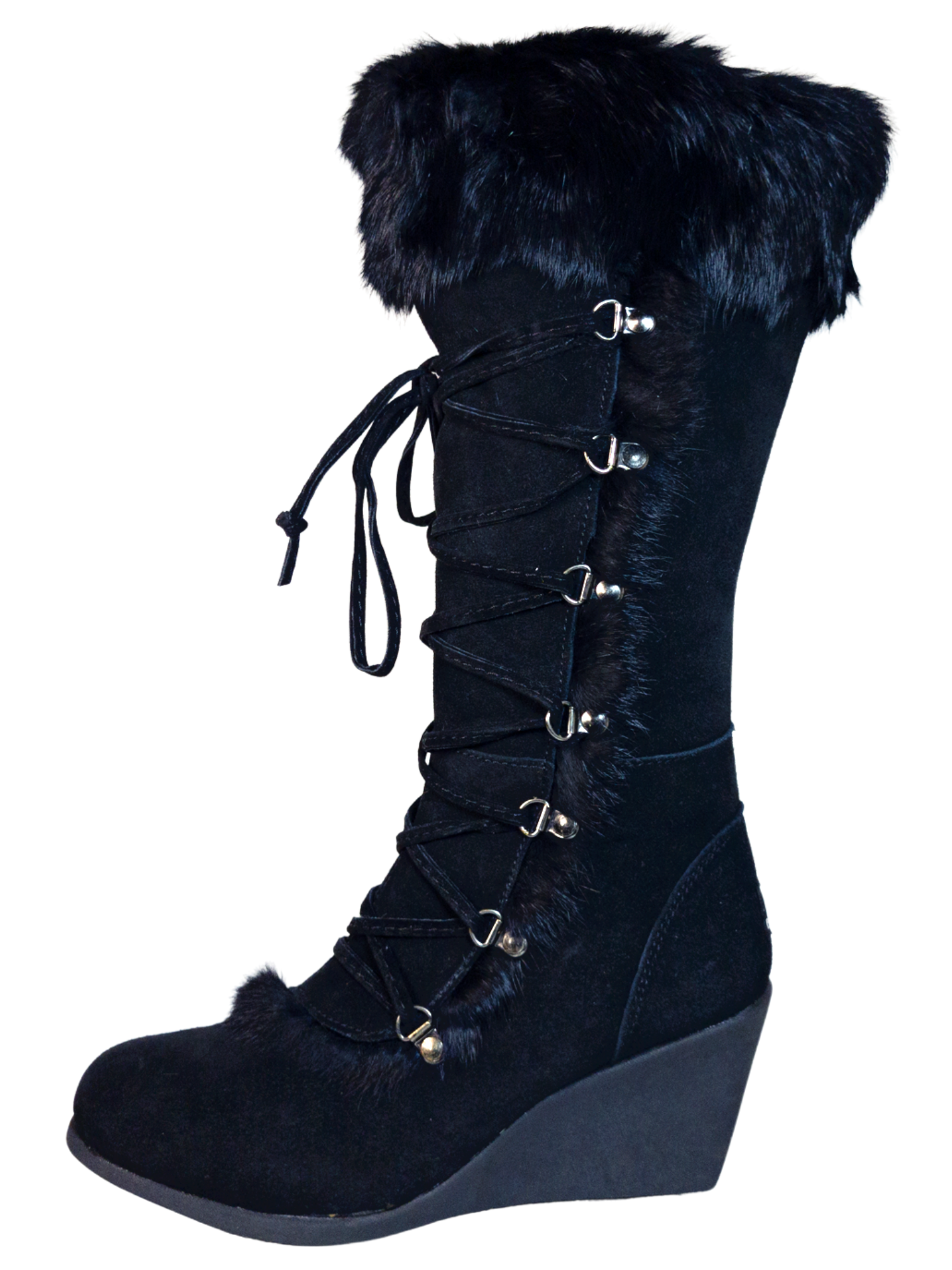 Botas de Invierno de Cuña de Piel Gamuza/Pelo de Conejo para Mujer 'Bearpaw' - ID: 7132 Botas Invernales Bearpaw 