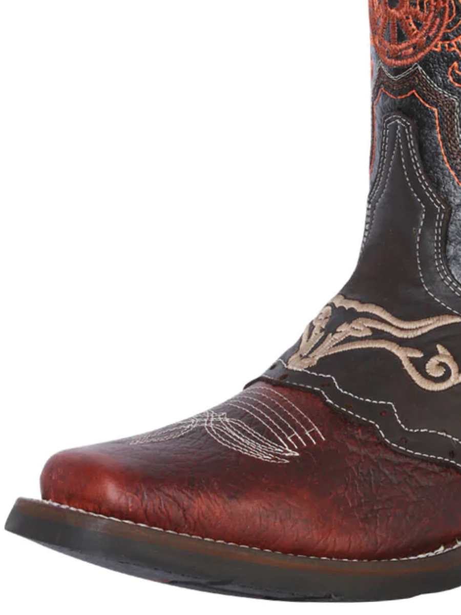 Rodeo Cowboy Boots with Embroidered Genuine Leather Mask for Men 'El General' - ID: 40667