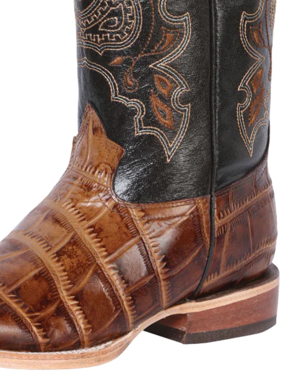 Cowboy Boots Rodeo Imitation Crocodile Engraving in Cow Leather for Men 'El General' - ID: 41794