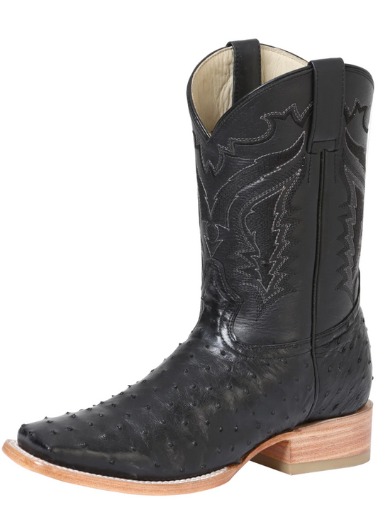 Original Ostrich Exotic Rodeo Cowboy Boots for Men '100 Years' - ID: 42771 Cowboy Boots 100 Years Black
