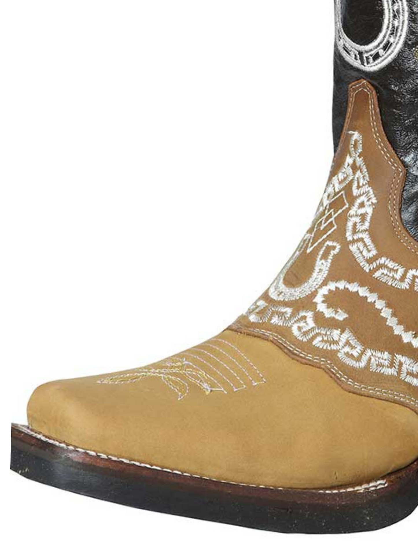 Rodeo Cowboy Boots with Embroidered Nubuck Leather Mask for Men 'El General' - ID: 51111