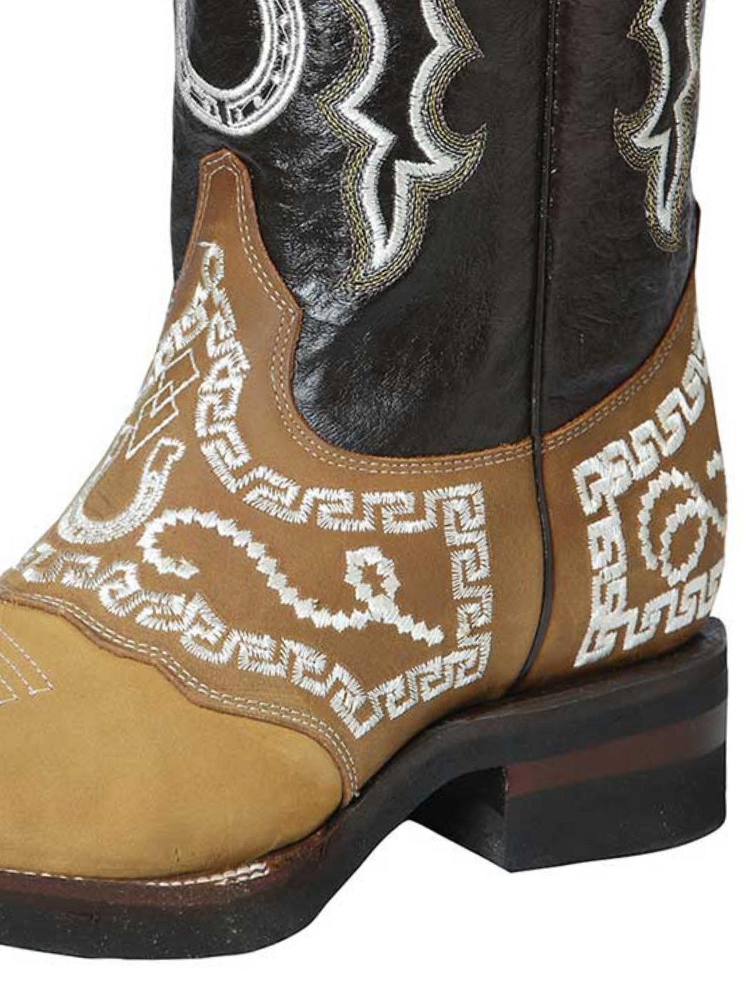 Rodeo Cowboy Boots with Embroidered Nubuck Leather Mask for Men 'El General' - ID: 51111