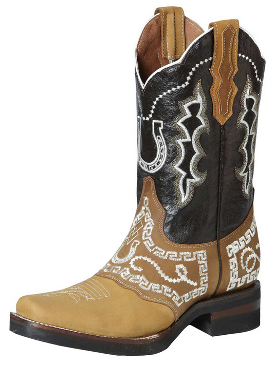 Rodeo Cowboy Boots with Embroidered Nubuck Leather Mask for Men 'El General' - ID: 51111 Cowboy Boots El General Miel