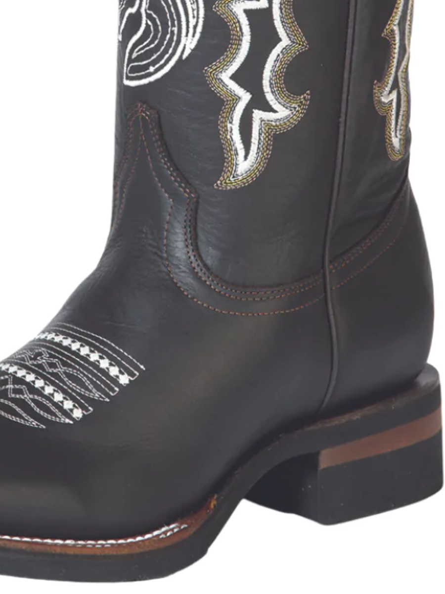 Botas Vaqueras Rodeo con Diseño Bordado de Piel Genuina para Hombre 'El General' - ID: 51114 Cowboy Boots El General 