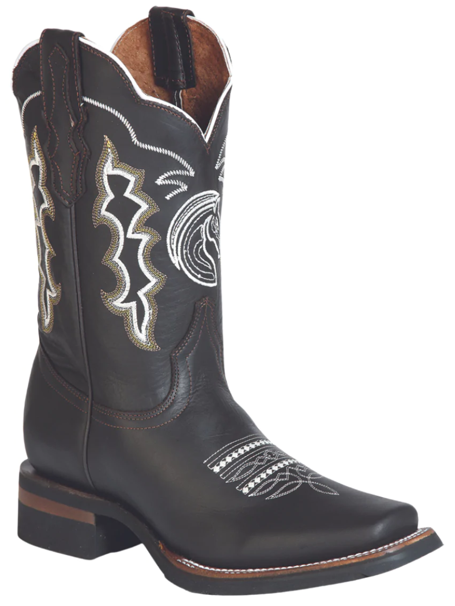 Botas Vaqueras Rodeo con Diseño Bordado de Piel Genuina para Hombre 'El General' - ID: 51114 Cowboy Boots El General 