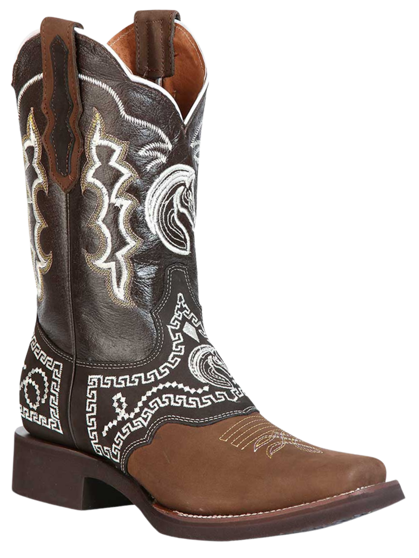 Rodeo Cowboy Boots with Embroidered Genuine Leather Mask for Men 'El General' - ID: 51117