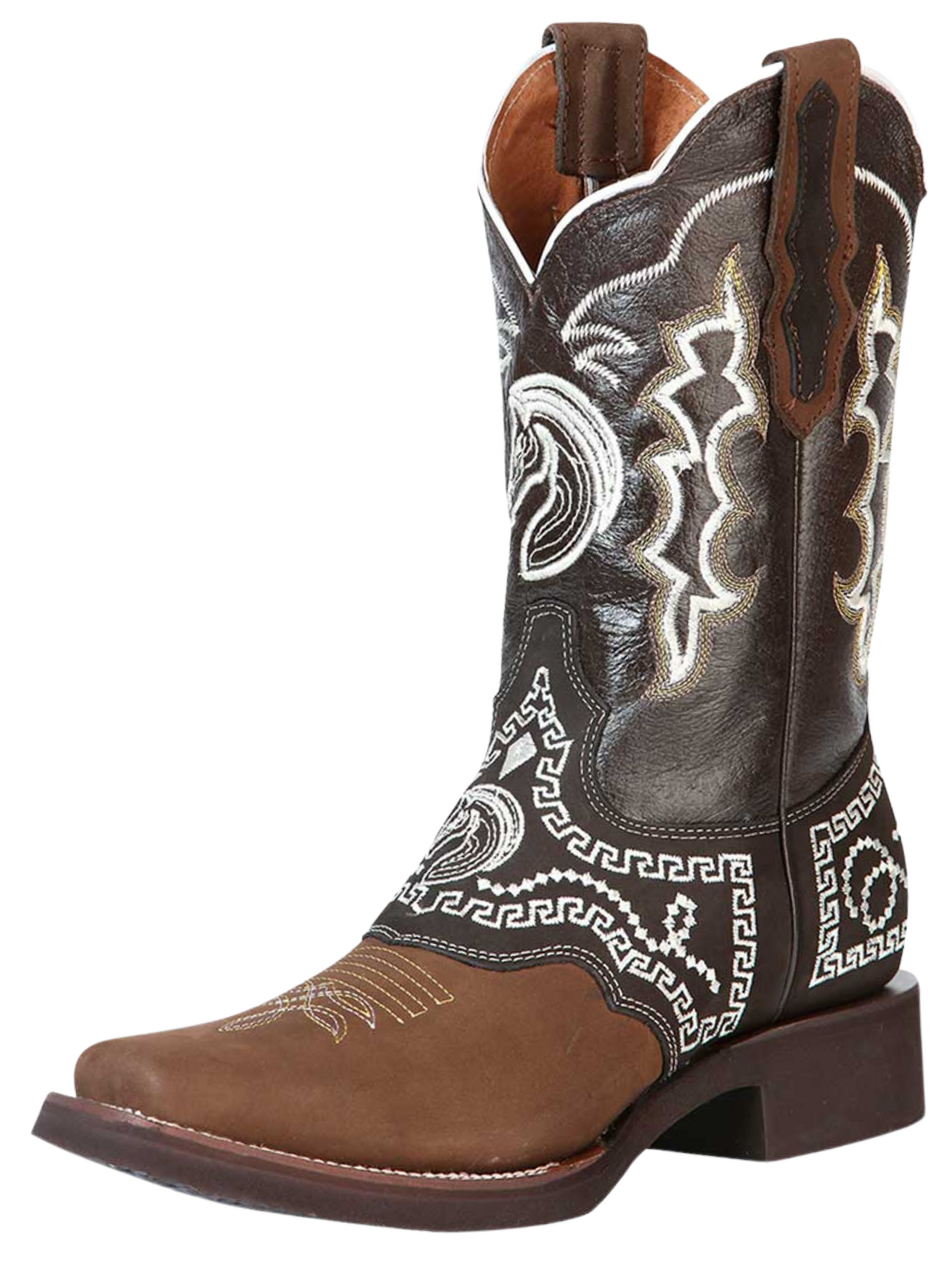 Rodeo Cowboy Boots with Embroidered Genuine Leather Mask for Men 'El General' - ID: 51117