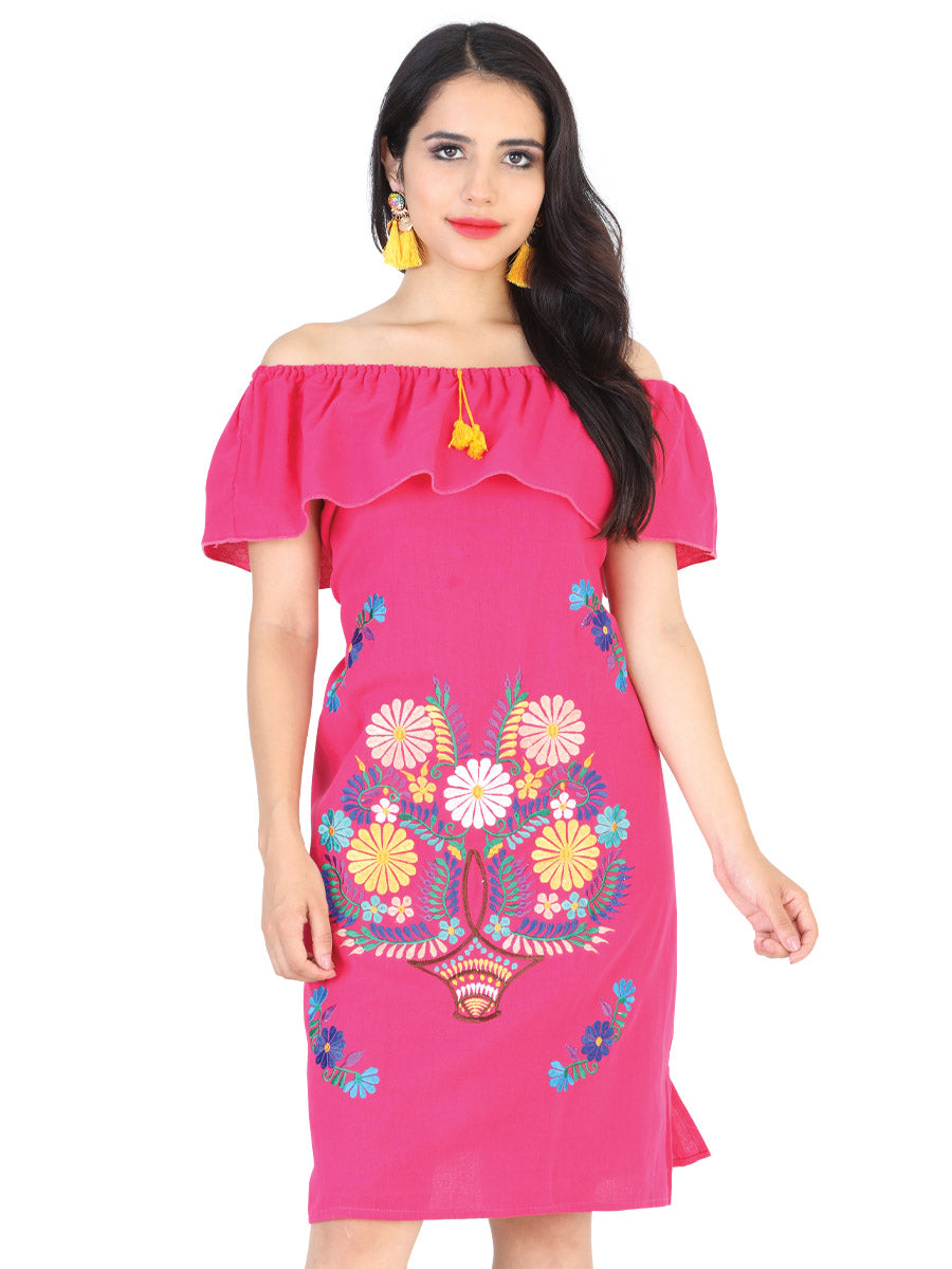 Handmade Olan Embroidered Flower Dress for Woman