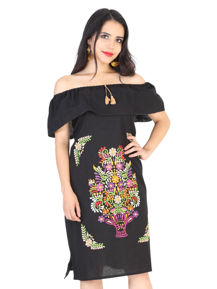 Handmade Olan Embroidered Flower Dress for Woman