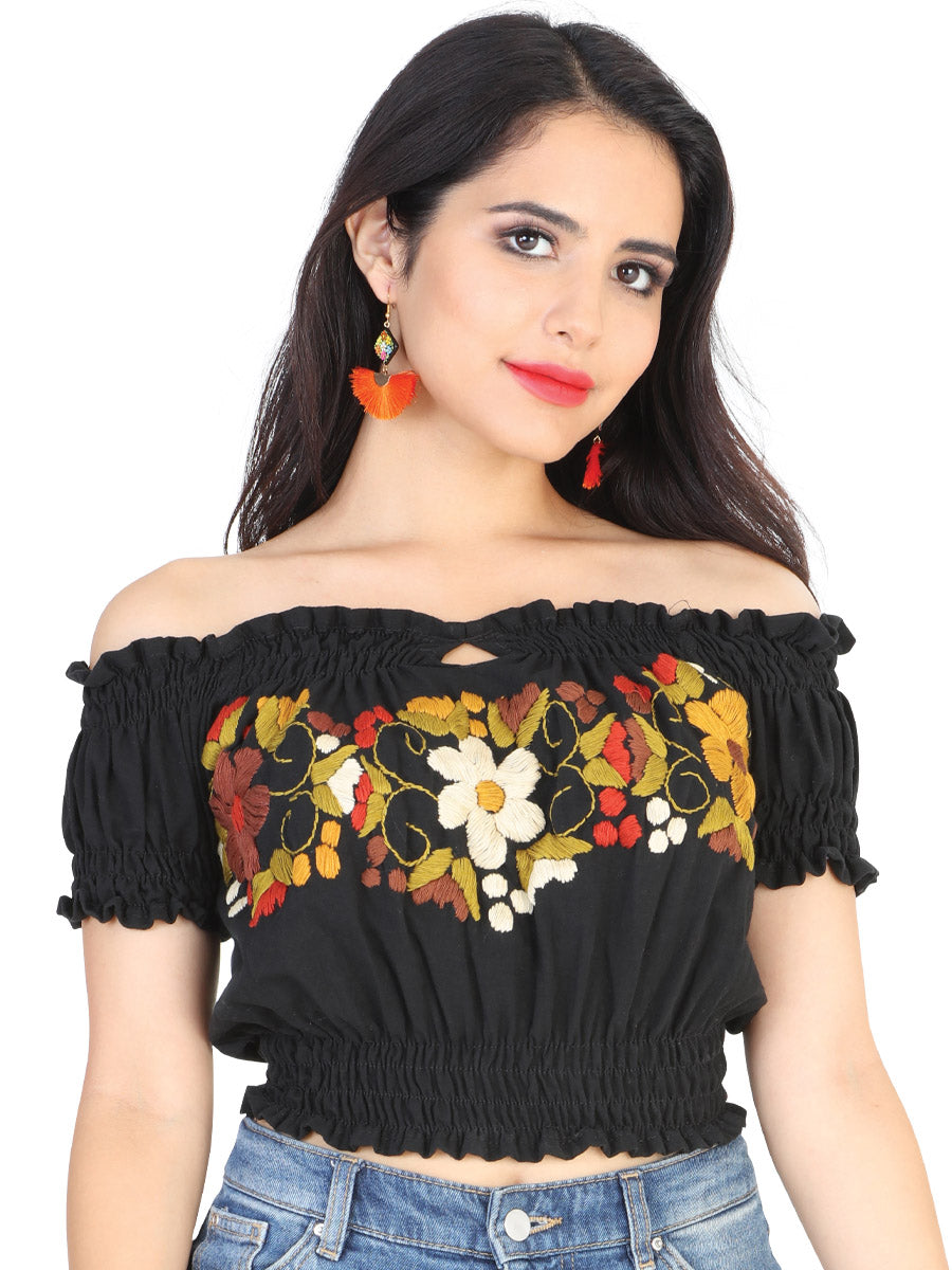 Handmade Blouse Garden Embroidered Flowers for Woman