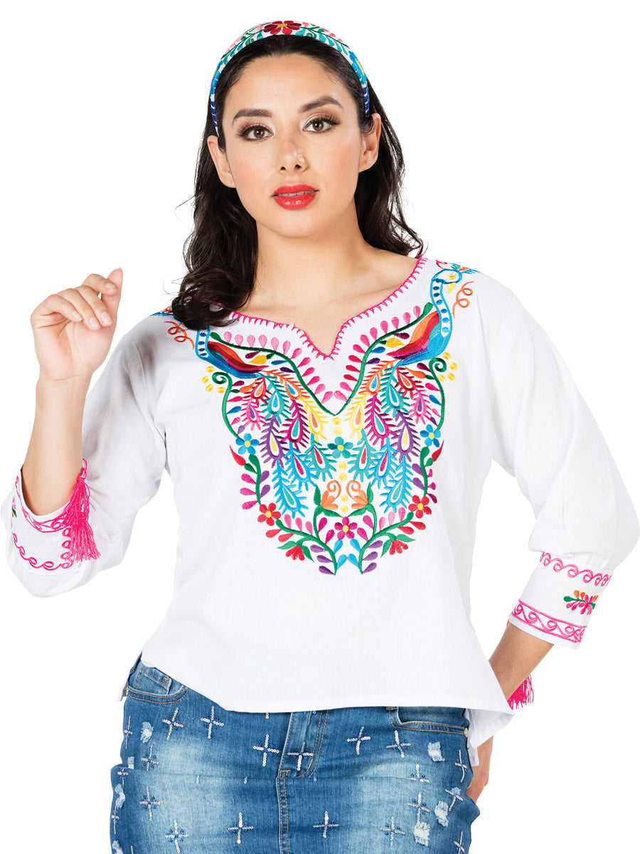 Handmade Peacock Embroidered Blouse for Woman