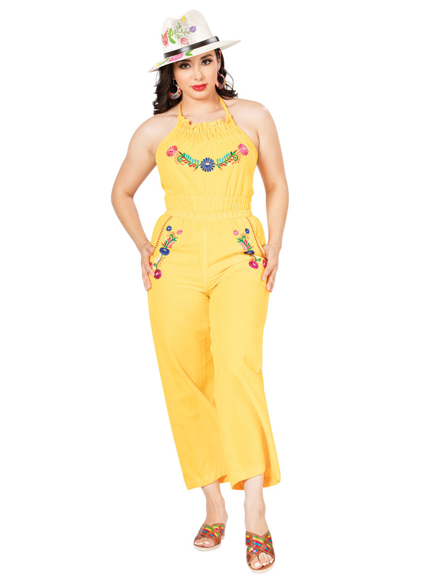 Palazzo Jumpsuit Artisan Embroidered Flowers for Women