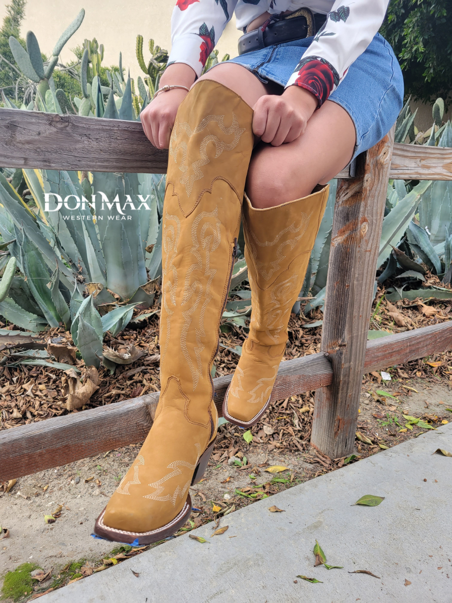 High Nubuck Leather Cowboy Boots for Women 'El General' - ID: 43918 Cowgirl Boots El General