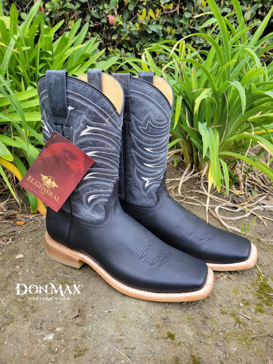 Classic Genuine Leather Rodeo Cowboy Boots for Men 'El General' - ID: 42994