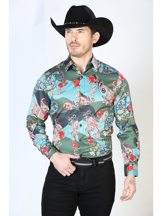 Long Sleeve Denim Shirt Printed Water for Men 'The Lord of the Skies' - ID: 43681