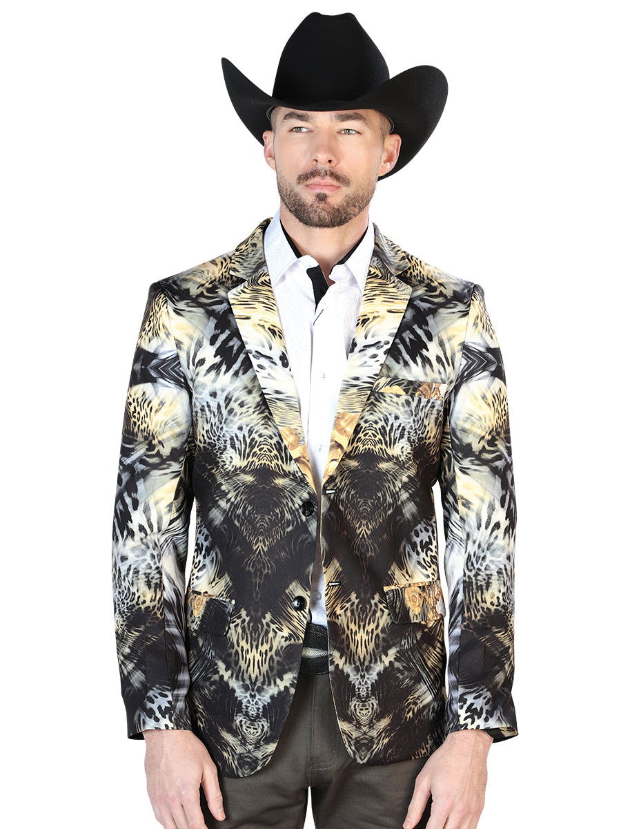 White Printed Jacket for Men 'The Lord of the Skies' - ID: 43997 The Lord of the Skies White Blazer