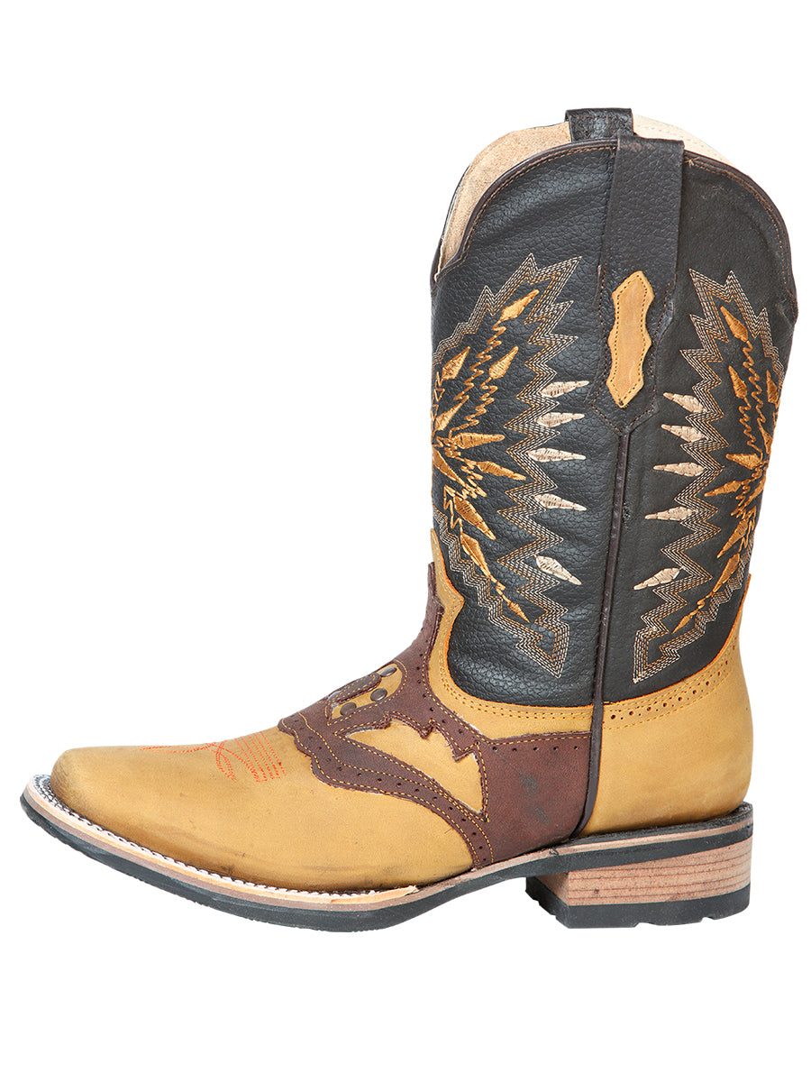 Botas Vaqueras Rodeo con Antifaz de Piel Genuina para Hombre 'El General' - ID: 126229 Cowboy Boots El General 