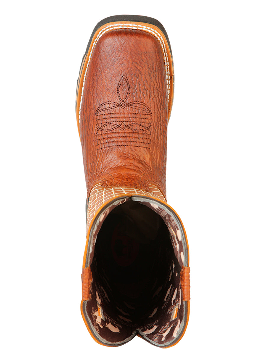Men's Genuine Leather Soft Toe Pull-On Tube Work Boots 'Buffalo & Bull' - ID: 126456 Work Boots Buffalo & Bull