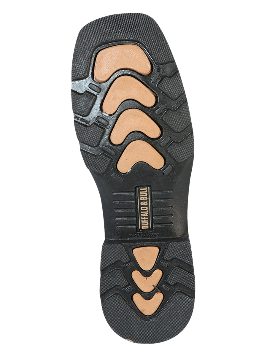 Bull Neck Leather Soft Toe Pull-On Tube Work Boots for Men 'Buffalo & Bull' - ID: 126465 Work Boots Buffalo & Bull