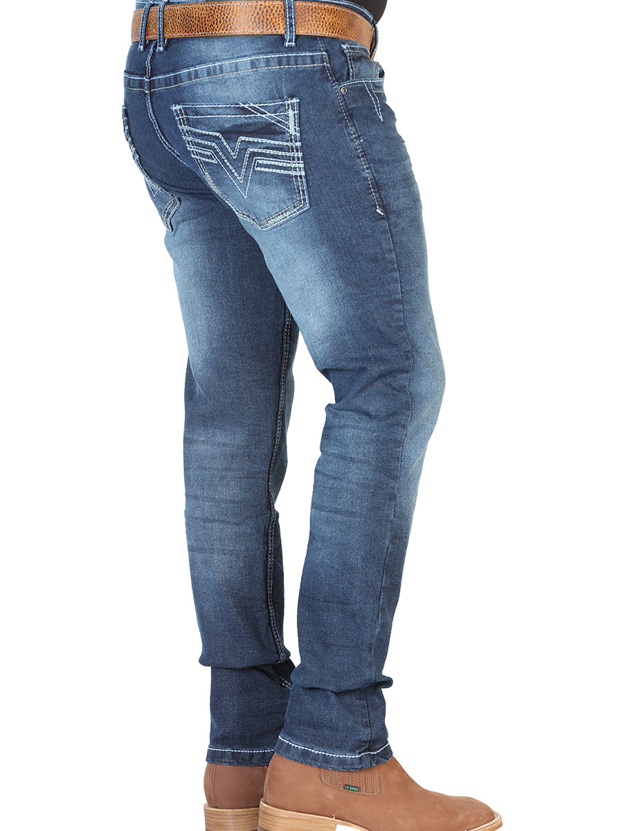 Pantalon de Mezclilla Casual Azul Oscuro para Hombre 'El Norteño' - ID: 126631 Denim Jeans El Norteño 